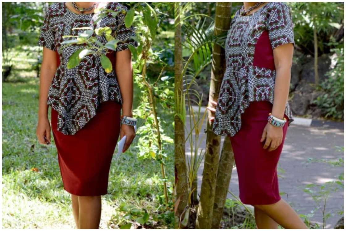 Plain and patterned Ankara blouse and skirt Plain and patterned Ankara blouse and skirt