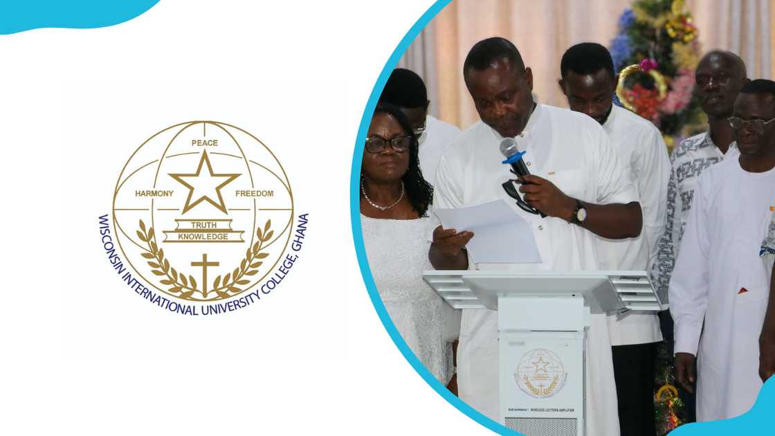 The Wisconsin University Ghana logo and university staff during an official function