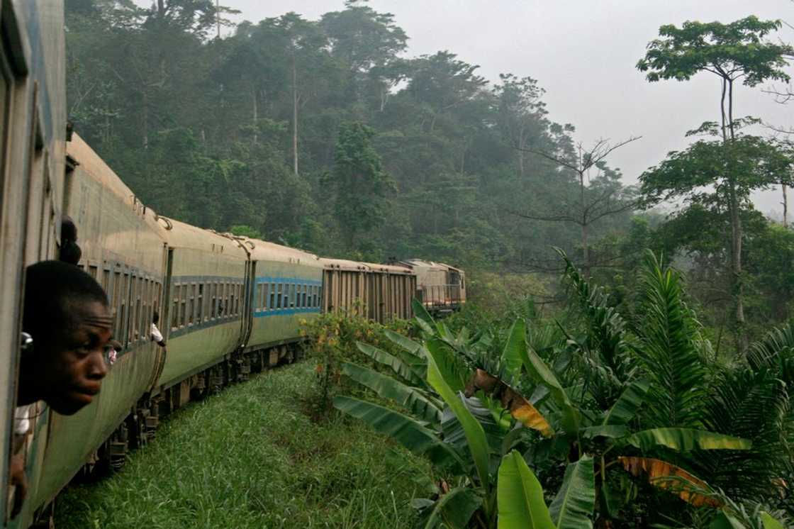 People onboard a train in Takoradi People onboard a train in Takoradi