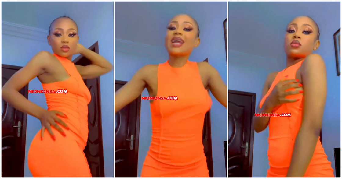 Akuapem Poloo slays in an orange dress Akuapem Poloo slays in an orange dress