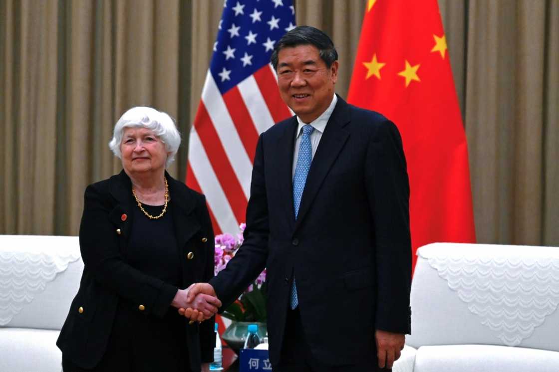US Treasury Secretary Janet Yellen held hours of discussions with her Chinese counterpart, Vice Premier He Lifeng (R) US Treasury Secretary Janet Yellen held hours of discussions with her Chinese counterpart, Vice Premier He Lifeng (R)