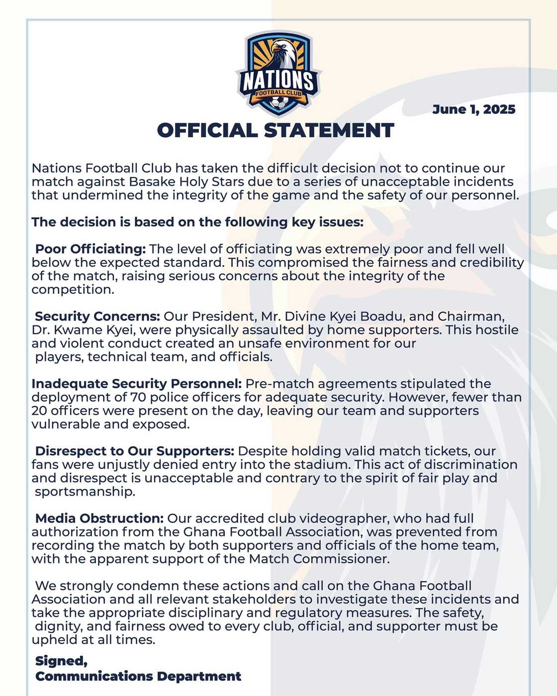 Nations FC, Ghana Premier League Nations FC, Ghana Premier League