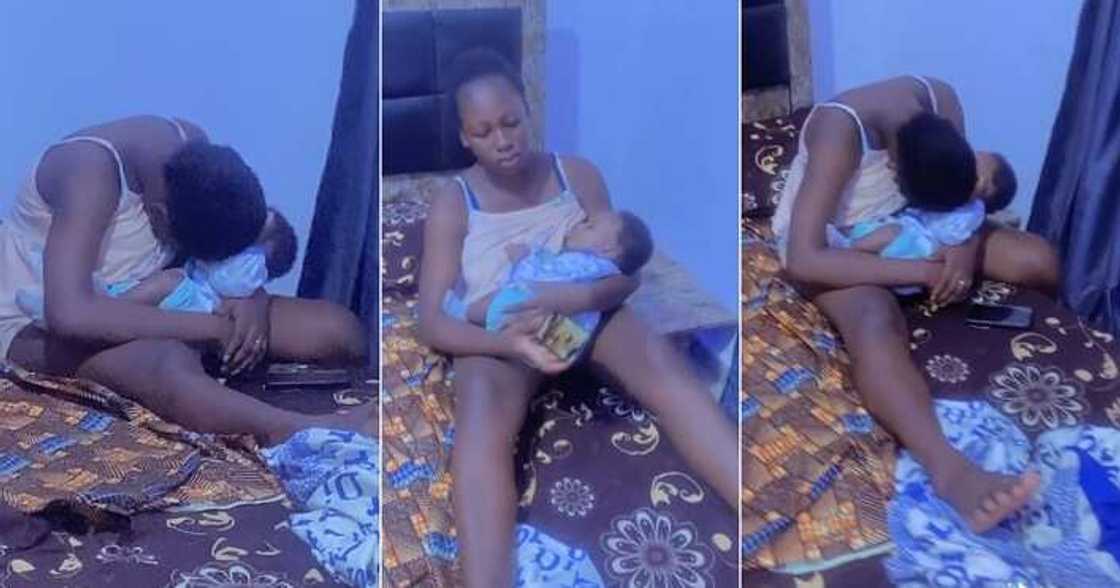 Nigerian woman falls asleep while carrying baby Nigerian woman falls asleep while carrying baby