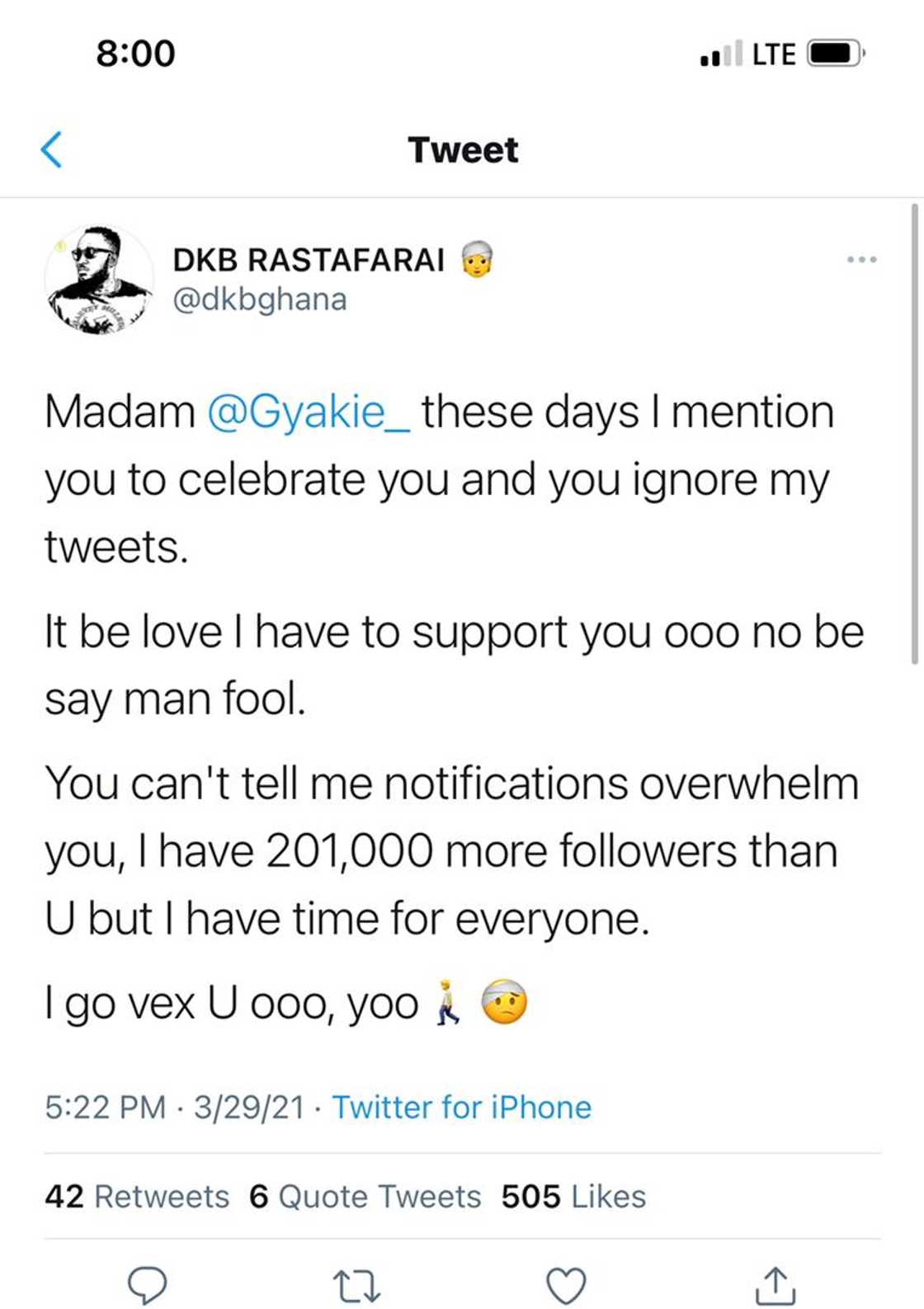 I have 200k followers more than you; reply to my messages - DKB jabs Gyakie I have 200k followers more than you; reply to my messages - DKB jabs Gyakie