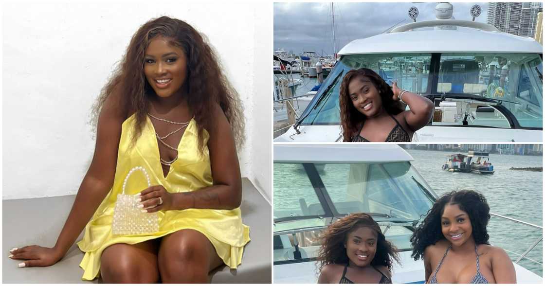 Fella Makafui on a boat cruise Fella Makafui on a boat cruise