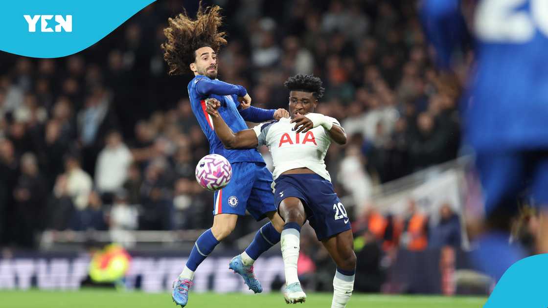 Marc Cucurella, Mohammed Kudus, Cucurella dominates Kudus, Cucurella silences Kudus, Tottenham Hotspur, Chelsea, London derby. Marc Cucurella, Mohammed Kudus, Cucurella dominates Kudus, Cucurella silences Kudus, Tottenham Hotspur, Chelsea, London derby.