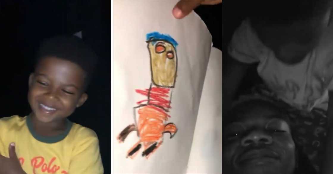Wow! - Kidi reacts as his 'golden boy' son Zane draws himself on paper in video Wow! - Kidi reacts as his 'golden boy' son Zane draws himself on paper in video