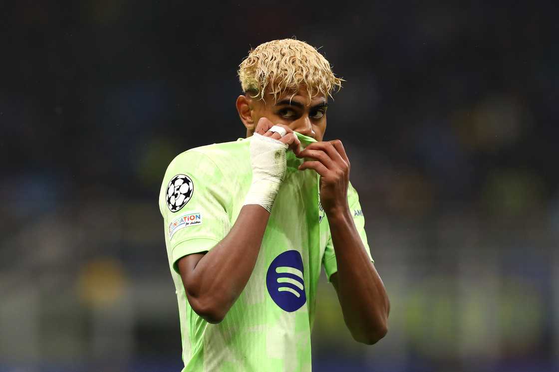 Lamine Yamal dejected after FC Internazionale Milano defefated FC Barcelona 4-3 at Giuseppe Meazza Stadium on May 06, 2025 in Milan, Italy Lamine Yamal dejected after FC Internazionale Milano defefated FC Barcelona 4-3 at Giuseppe Meazza Stadium on May 06, 2025 in Milan, Italy