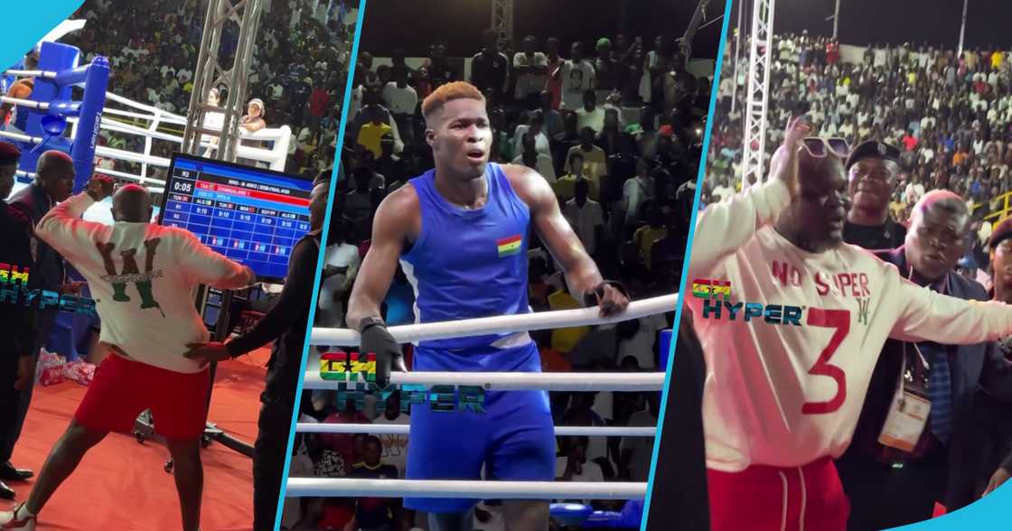 Busom Banku whisked away by security for dancing to support son at boxing bout Busom Banku whisked away by security for dancing to support son at boxing bout