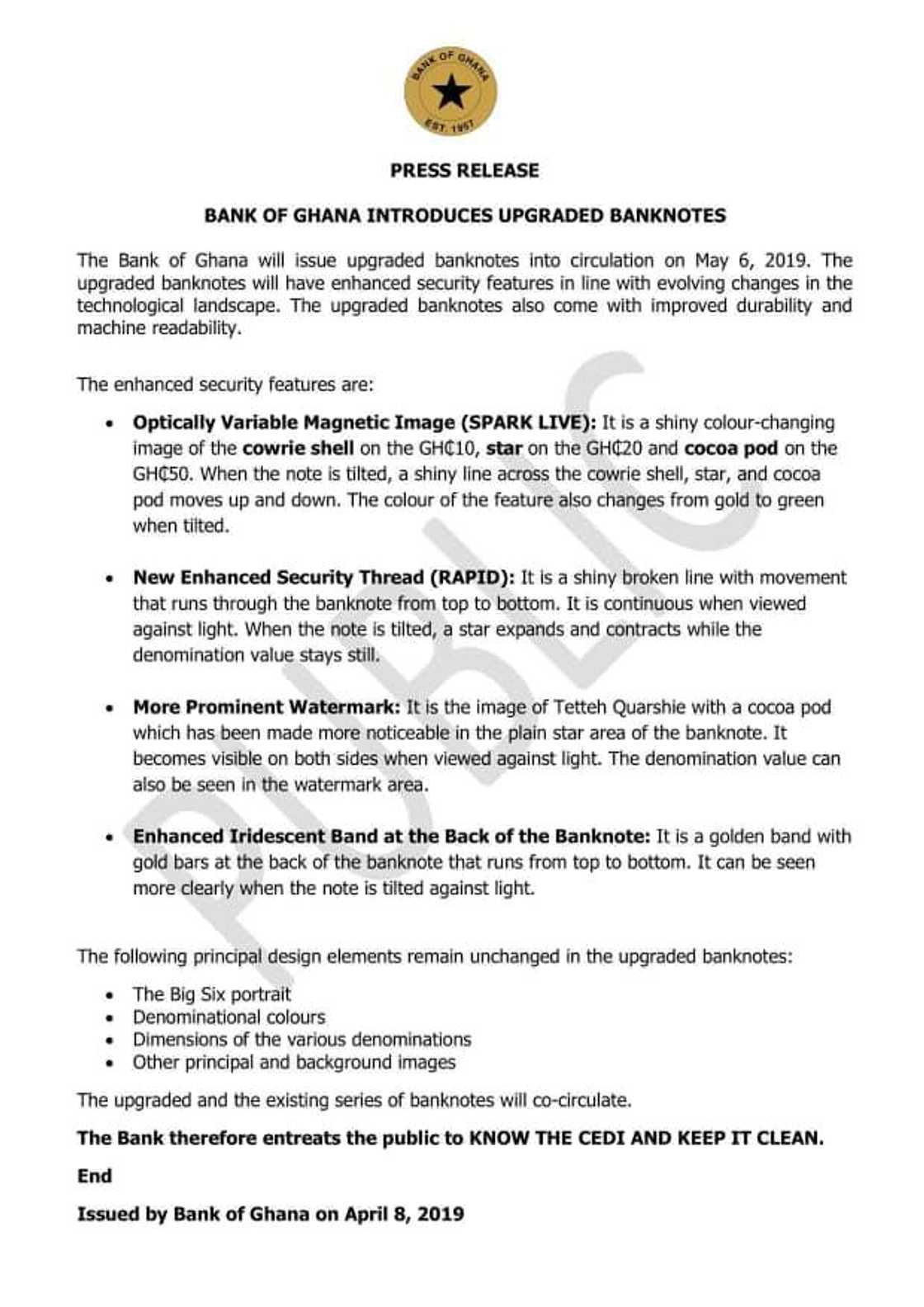 Bank of Ghana introduce upgraded Ghana cedi notes Bank of Ghana introduce upgraded Ghana cedi notes