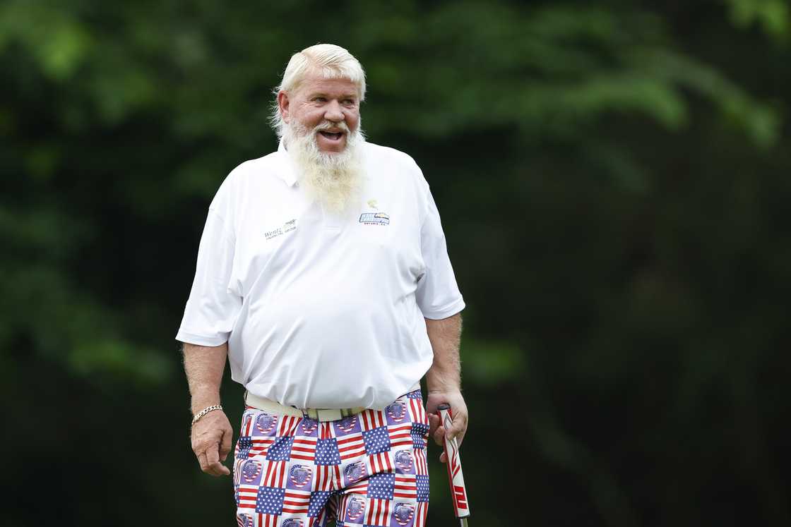 John Daly smiles on the 10th hole during the first round of the Insperity Invitational.