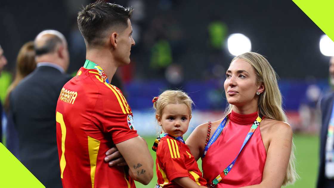 Alvaro Morata shared lovey-dovey moments with Alice Campello after he helped Spain clinch Euro 2024 on July 14, 2024. Photo by Robbie Jay Barratt - AMA. Alvaro Morata shared lovey-dovey moments with Alice Campello after he helped Spain clinch Euro 2024 on July 14, 2024. Photo by Robbie Jay Barratt - AMA.