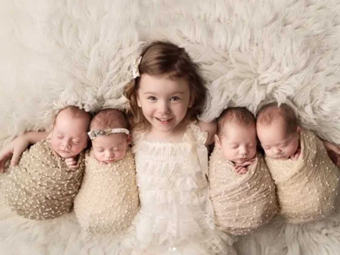 Miracle quadruplets and their older sister