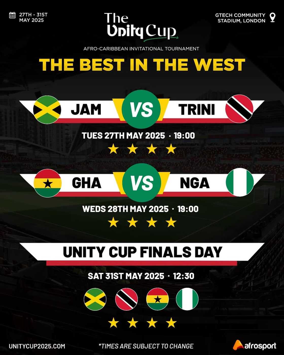 Trinidad and Tobago vs Jamaica takes place on May 27, 2025 in Brentford at the 2025 Unity Cup Trinidad and Tobago vs Jamaica takes place on May 27, 2025 in Brentford at the 2025 Unity Cup