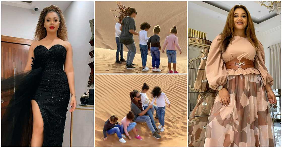 Nadia Buari and kids desert trip