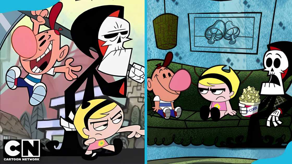 Grim, Billy, and Mandy from The Grim Adventures of Billy & Mandy TV show. Grim, Billy, and Mandy from The Grim Adventures of Billy & Mandy TV show.