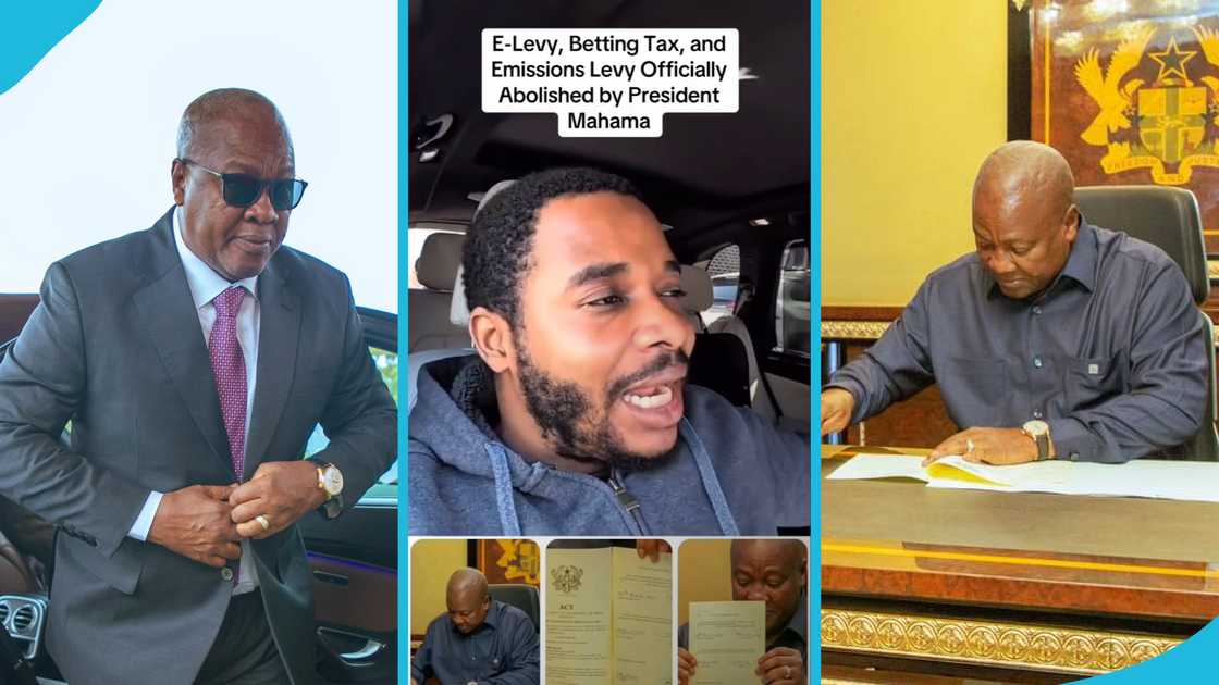 John Dramani Mahama, Twene Jonas, Betting tax, E-Levy, Mahama signs bills, Abolishes taxes, Emissions Taxes John Dramani Mahama, Twene Jonas, Betting tax, E-Levy, Mahama signs bills, Abolishes taxes, Emissions Taxes