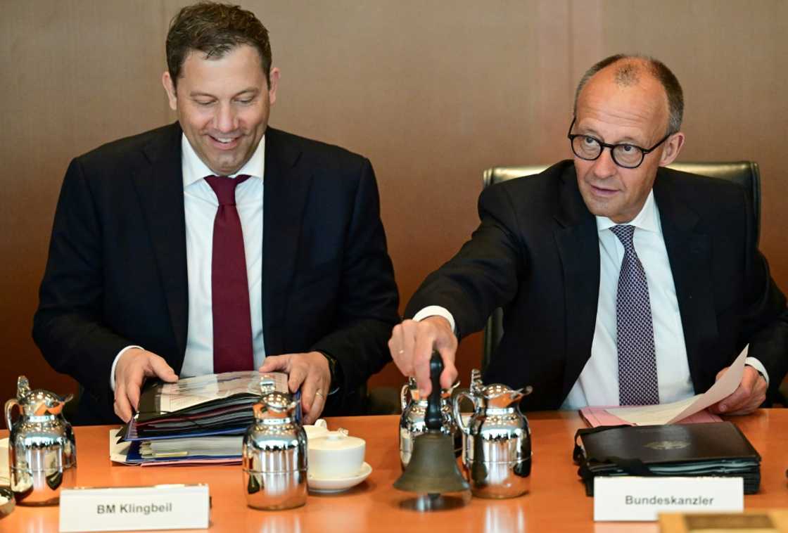 German Chancellor Friedrich Merz and Finance Minister Lars Klingbeil at a cabinet meeting