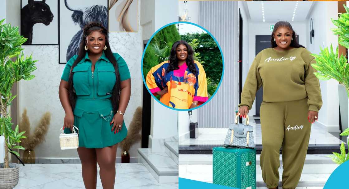 Tracey Boakye rocks a stylish two-piece outfit and glamorous hairstyle