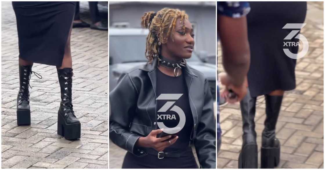 Wendy Shay in platform boots at TV3 Wendy Shay in platform boots at TV3