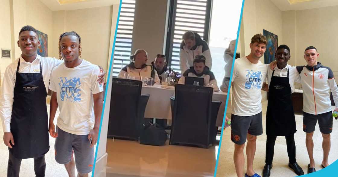 Ghanaian waiter meeting Manchester City players