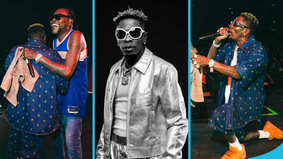 Shatta Wale, Louis Vuitton, Embroidered Signature Denim Shorts, Embroidered Signature Short-Sleeved Denim Shirt, Jamaica, Vybz Kartel, Freedom Street Shatta Wale, Louis Vuitton, Embroidered Signature Denim Shorts, Embroidered Signature Short-Sleeved Denim Shirt, Jamaica, Vybz Kartel, Freedom Street