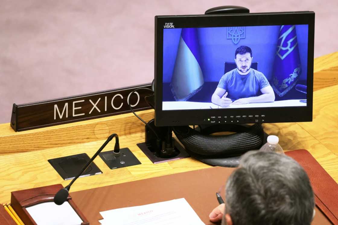 Mexico's UN ambassador Juan Ramon De La Fuente Ramirez listens as Ukrainian President Volodymyr Zelensky addresses a UN Security Council meeting at the UN Headquarters to discuss the conflict in Ukraine on September 27, 2022 Mexico's UN ambassador Juan Ramon De La Fuente Ramirez listens as Ukrainian President Volodymyr Zelensky addresses a UN Security Council meeting at the UN Headquarters to discuss the conflict in Ukraine on September 27, 2022