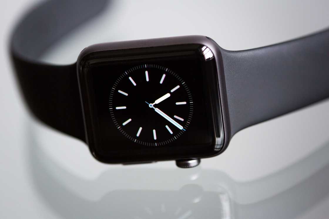 A black smart watch