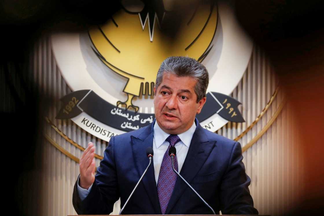 Masrour Barzani, prime minister of the Iraqi Kurdistan Regional Government, gives a press conference Masrour Barzani, prime minister of the Iraqi Kurdistan Regional Government, gives a press conference