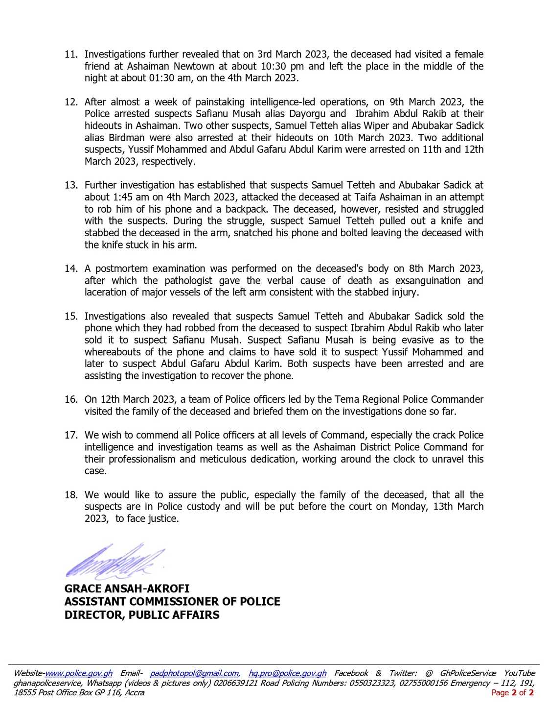 Police said the man who stabbed Imoro Sherrif has been arrested. Police said the man who stabbed Imoro Sherrif has been arrested.