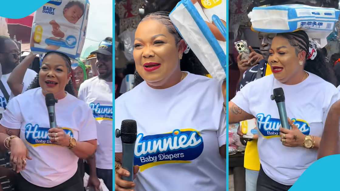 Evangelist Patricia Asiedua, Madina Market, diaper brand, marketing campaign, Ghana entertainment, viral video, social media reactions, market women, product promotion, celebrity endorsement, Ghana news, community Evangelist Patricia Asiedua, Madina Market, diaper brand, marketing campaign, Ghana entertainment, viral video, social media reactions, market women, product promotion, celebrity endorsement, Ghana news, community