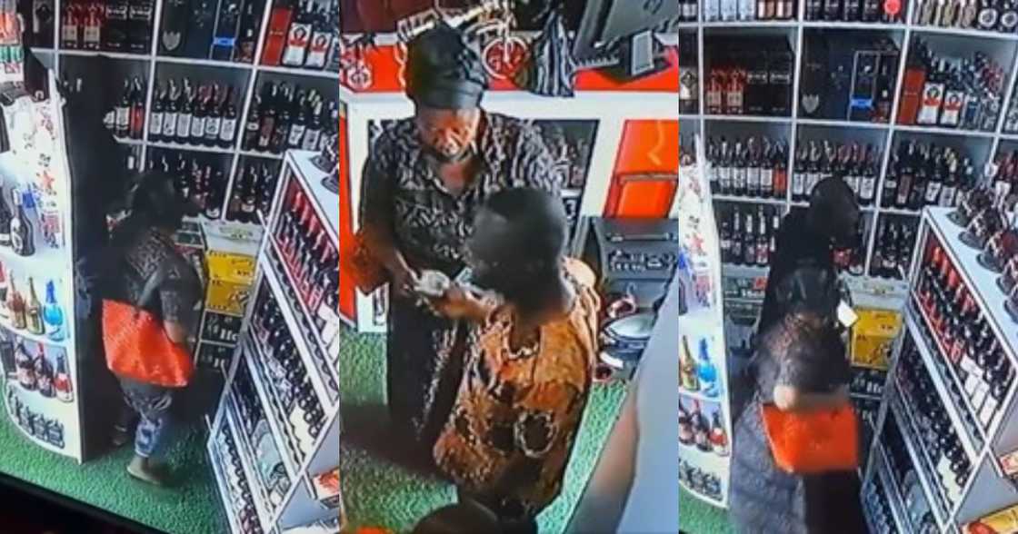 CCTV captures mother and son stealing from a wine shop at Tema (Video) CCTV captures mother and son stealing from a wine shop at Tema (Video)