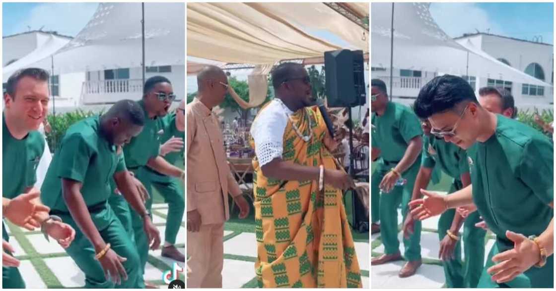 Groom's men danced agbadza at their friend's wedding video