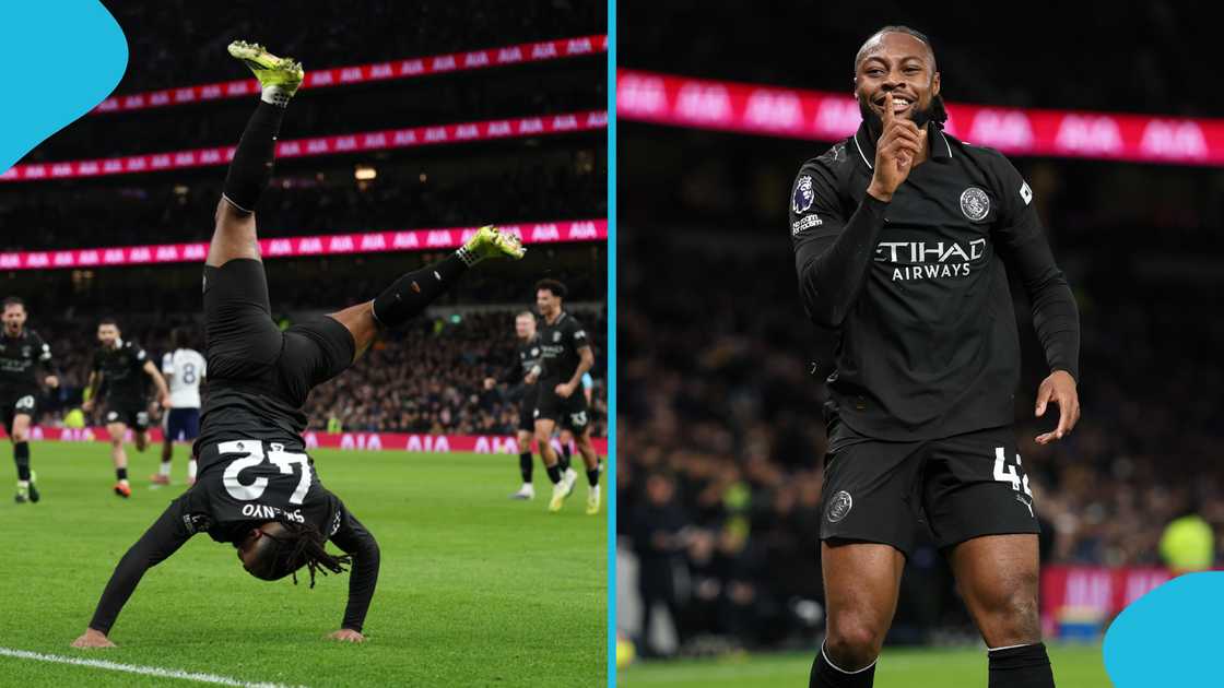 Antoine Semenyo, backflip celebration, Tottenham Hotspur, Manchester City, EFL Cup semi-final, Newcastle United, Pep Guardiola, goal celebration. Antoine Semenyo, backflip celebration, Tottenham Hotspur, Manchester City, EFL Cup semi-final, Newcastle United, Pep Guardiola, goal celebration.