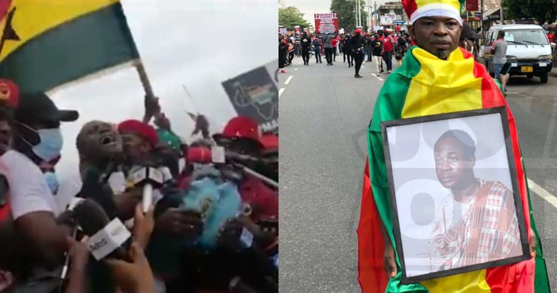 Captain Smart Pours Libation to Kwame Nkrumah During Fix The Country Demonstration Captain Smart Pours Libation to Kwame Nkrumah During Fix The Country Demonstration