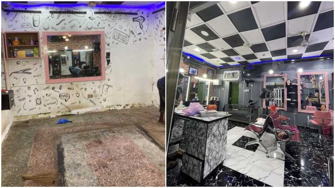 Nigerian man transforms salon with amazing skill, photos wows many Nigerian man transforms salon with amazing skill, photos wows many