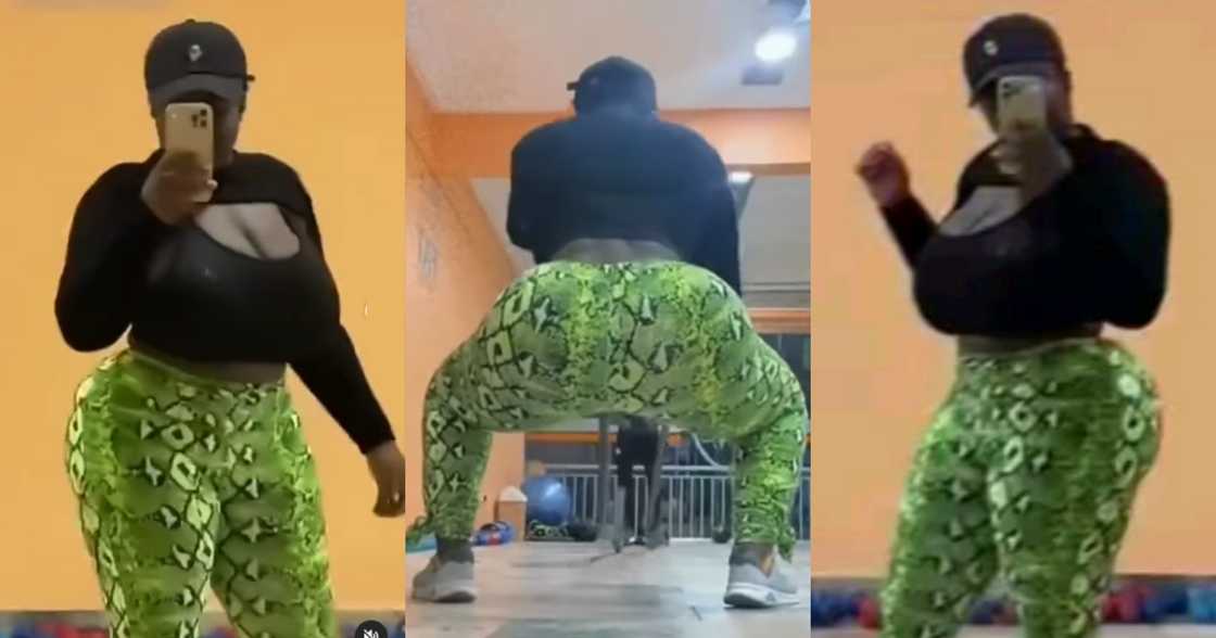 Kumawood actress Maame Serwaa in the gym Kumawood actress Maame Serwaa in the gym
