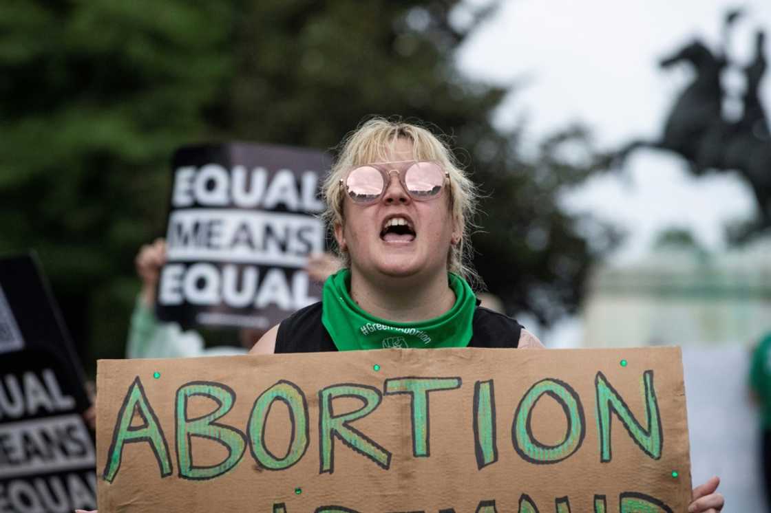 An abortion rights activist during a demonstration in front of the White House An abortion rights activist during a demonstration in front of the White House