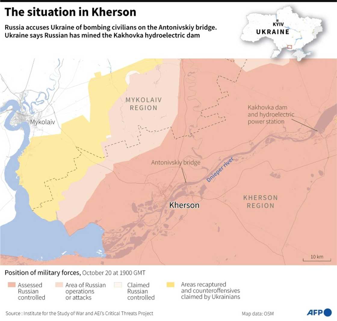Map showing the situation in Kherson Map showing the situation in Kherson