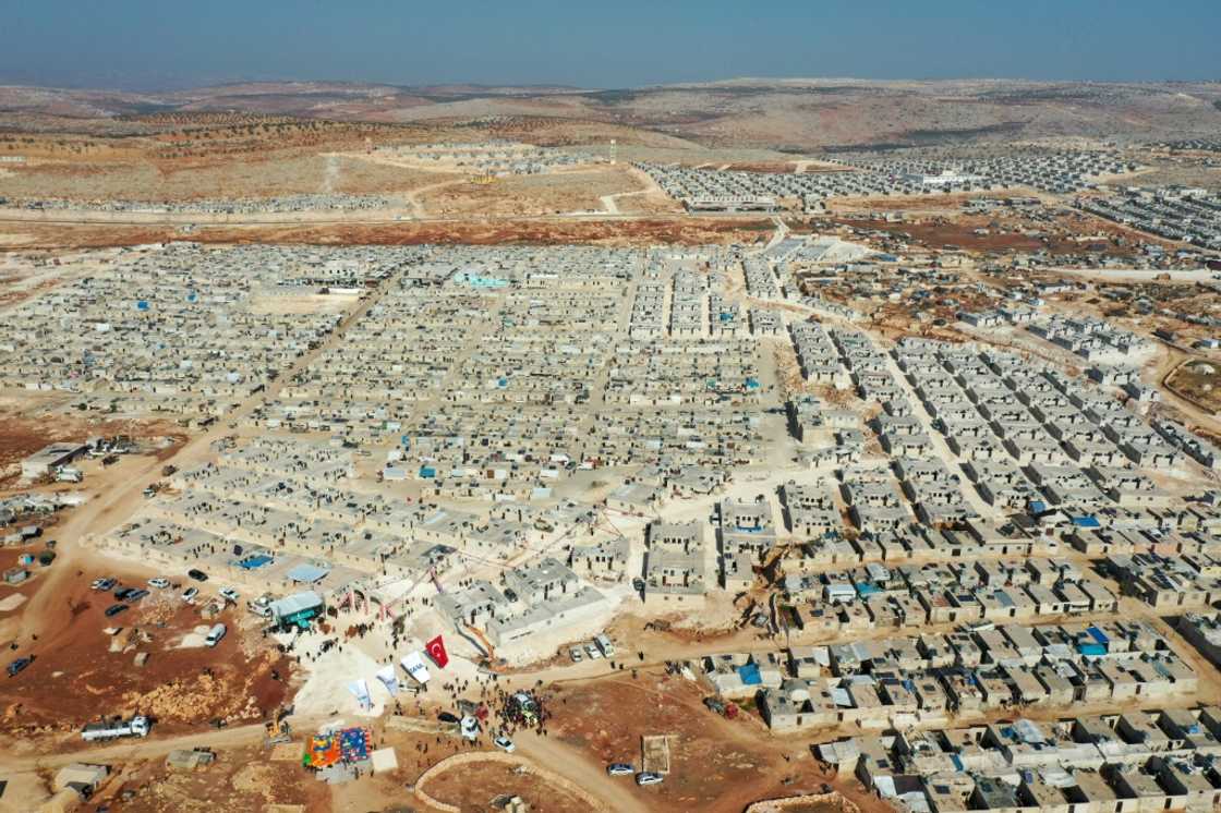 An aerial view of the "Musiad" housing complex for internally displaced Syrians, built with Turkey's support, in the Syrian rebel-held northwestern province of Idlib An aerial view of the "Musiad" housing complex for internally displaced Syrians, built with Turkey's support, in the Syrian rebel-held northwestern province of Idlib