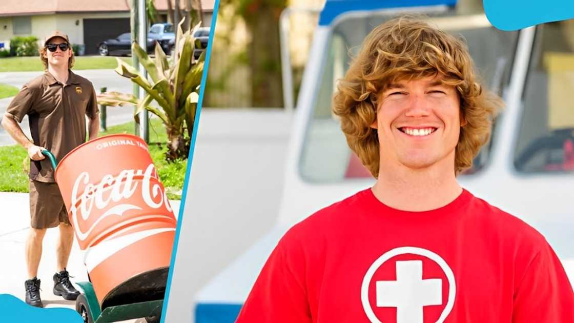 Danny Duncan pushing a Coca-Cola drum and red T-shirt Danny Duncan pushing a Coca-Cola drum and red T-shirt