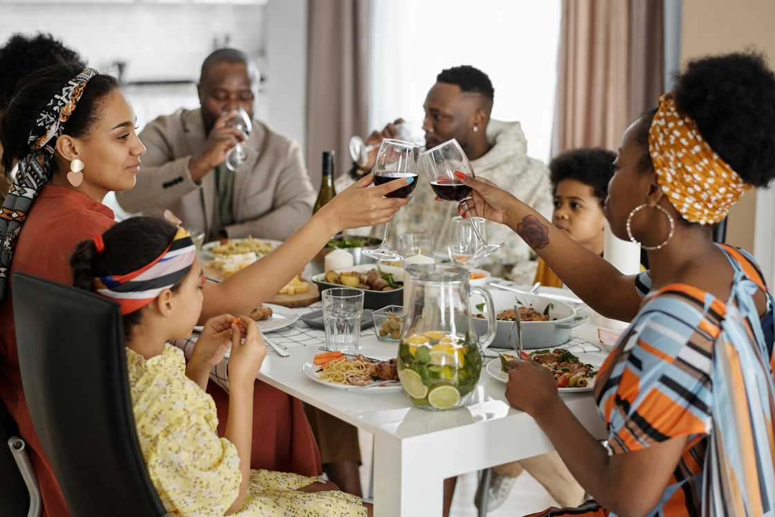 A family eating at the dinning table