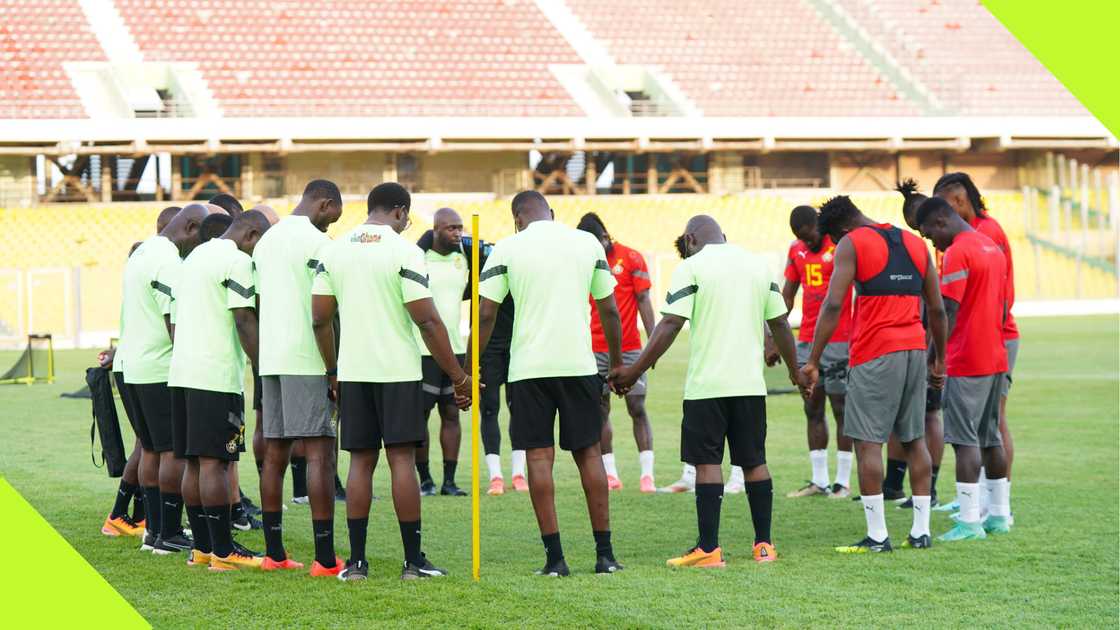 Black Stars hold first training in Accra. Black Stars hold first training in Accra.