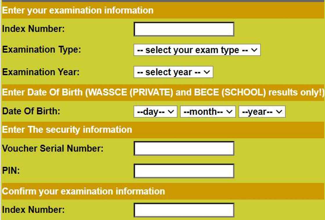 Screenshot of WAEC'S page for checking results. Screenshot of WAEC'S page for checking results.