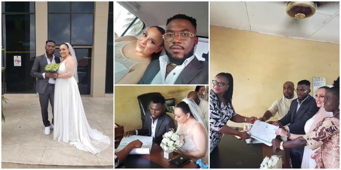 Photos as Nigerian Man Gets Married to Beautiful Oyinbo Lady in Style, Many Say is Younger
