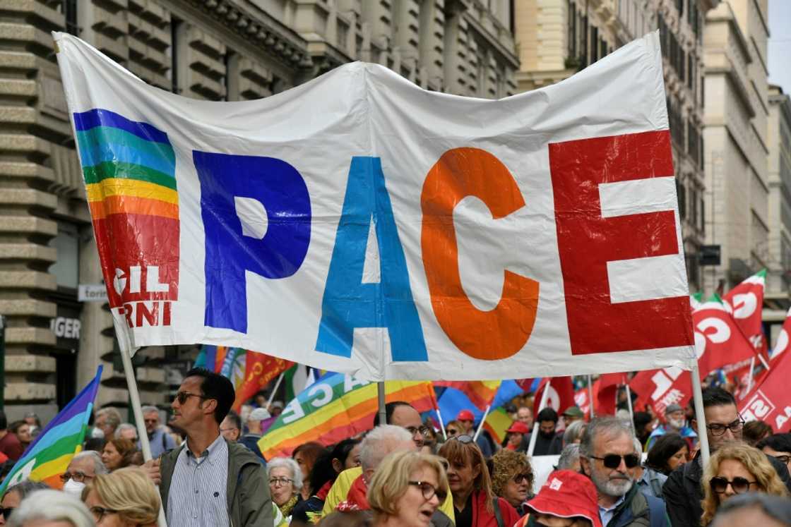 Protesters said sending weapons to Ukraine did nothing to help peace efforts Protesters said sending weapons to Ukraine did nothing to help peace efforts