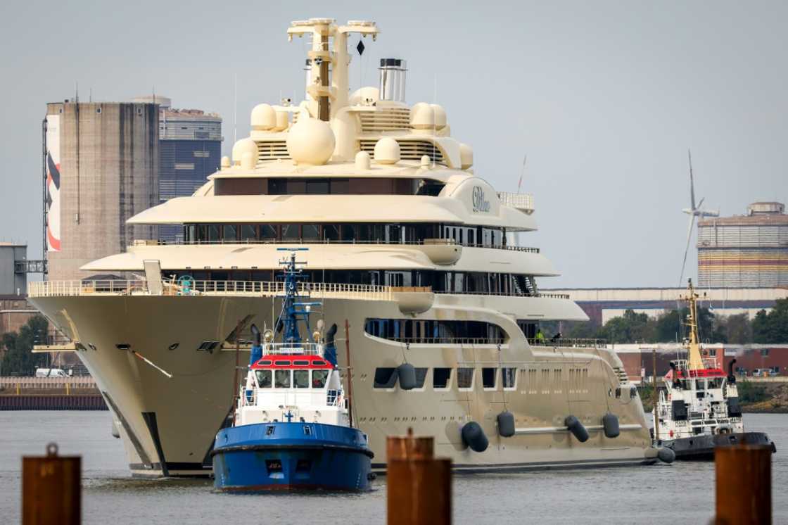 The 156-meter super-yacht Dilbar owned by Russian oligarch Alisher Usmanov was reportedly seized by German authorities last year The 156-meter super-yacht Dilbar owned by Russian oligarch Alisher Usmanov was reportedly seized by German authorities last year