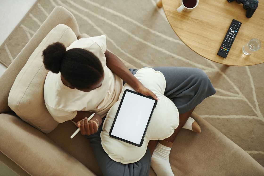 A woman with her tablet