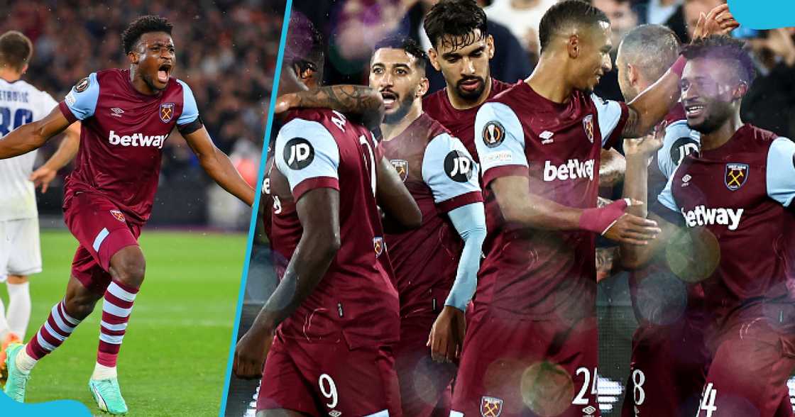 Mohammed Kudus and his teammates at West Ham United during a game