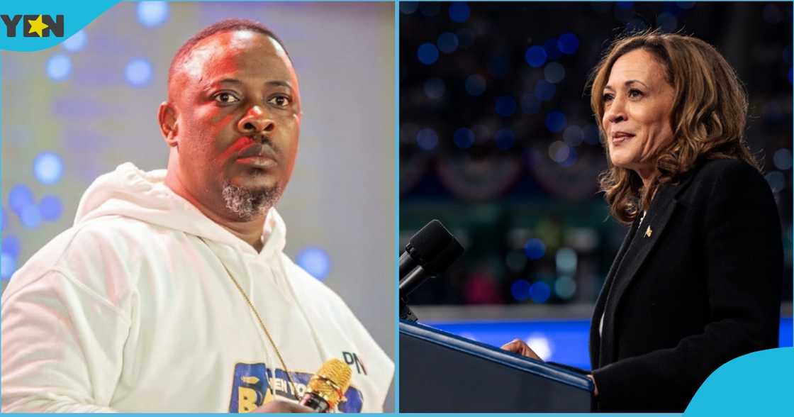 A photo of Kamala Harris and Nigel Gaisie. A photo of Kamala Harris and Nigel Gaisie.